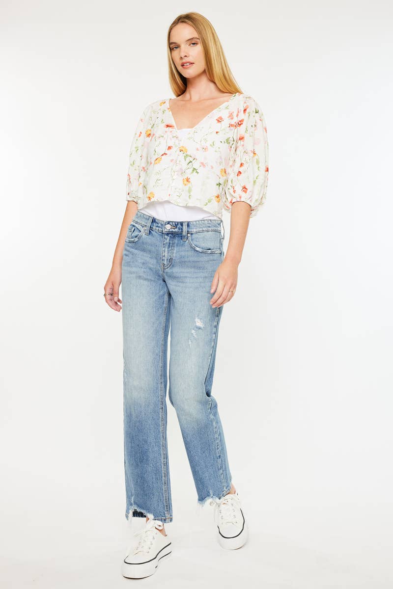 Kan Can Denim | Mid Rise True Straight Jeans - Medium Wash