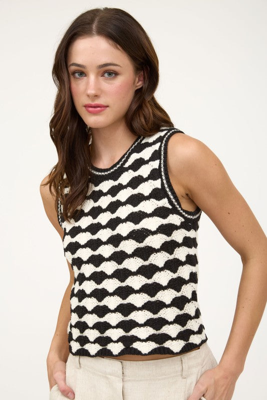 Isla Scallop Stripe Sweater Vest