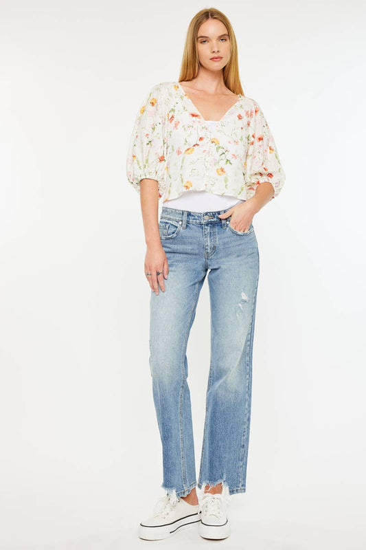Kan Can Denim | Mid Rise True Straight Jeans - Medium Wash