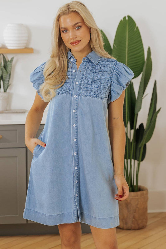 Vanessa Denim Flutter Dress