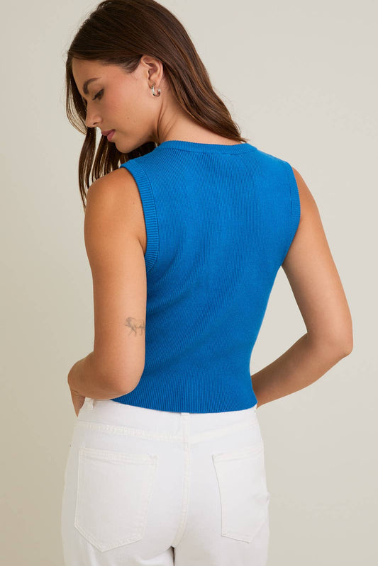 Kenzie Sleeveless Button Front Sweater