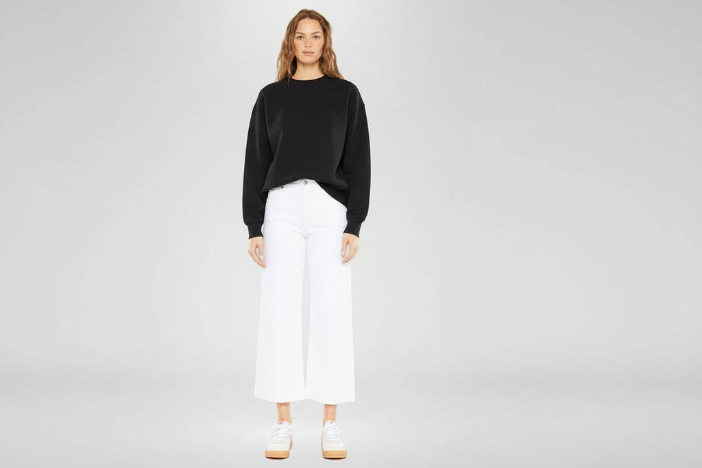 Kan Can Denim | High Rise White Crop Wide Leg Jeans
