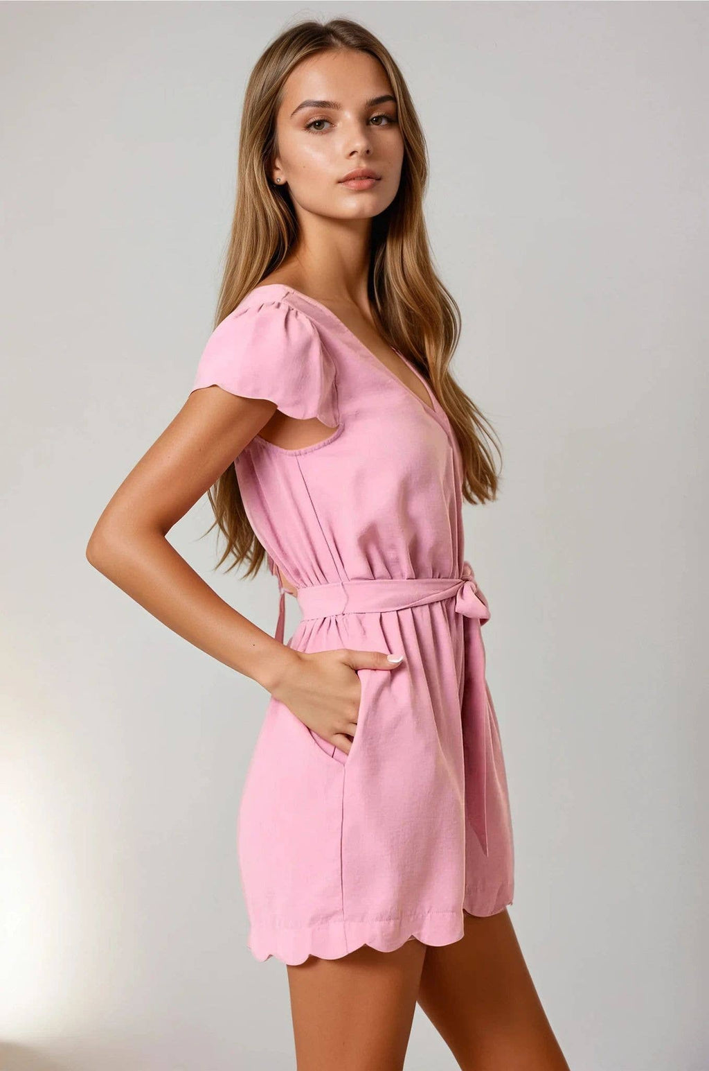 Blush Scallop Romper