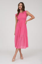 Pink Aura Smocked Midi
