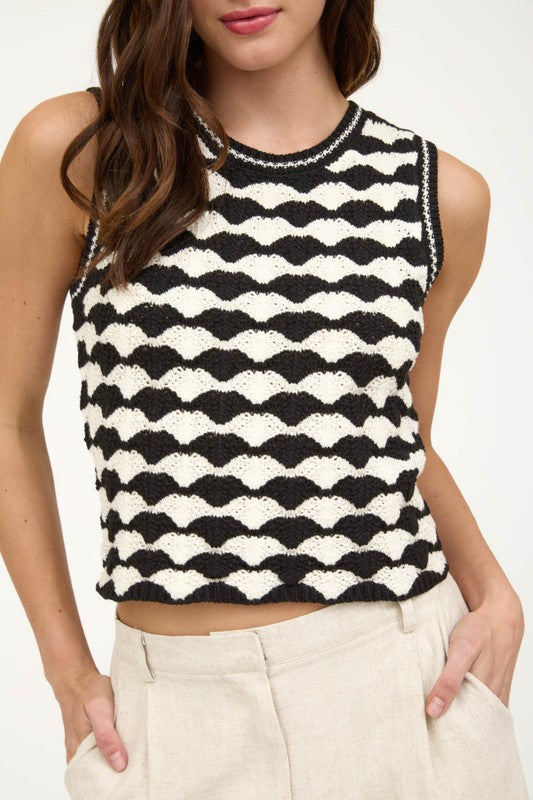 Isla Scallop Stripe Sweater Vest