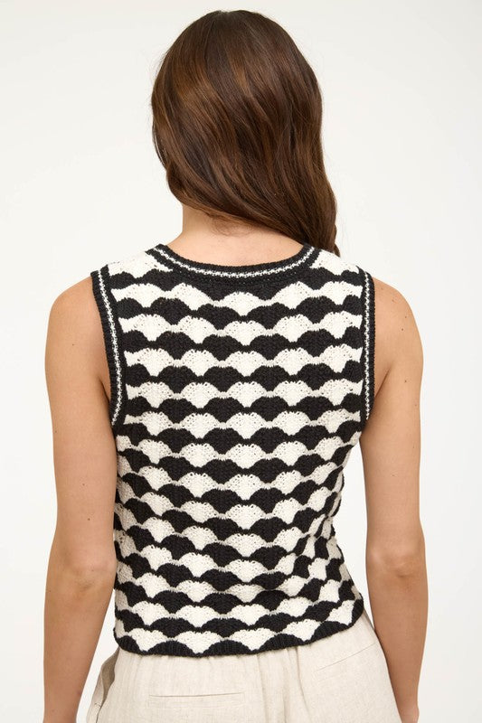Isla Scallop Stripe Sweater Vest