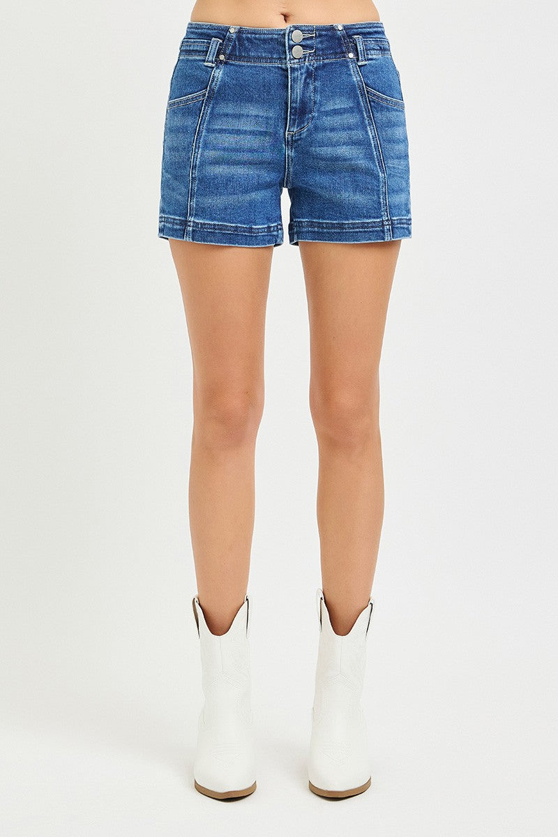 Risen Jeans | Mid Rise Shorts With Seam Details