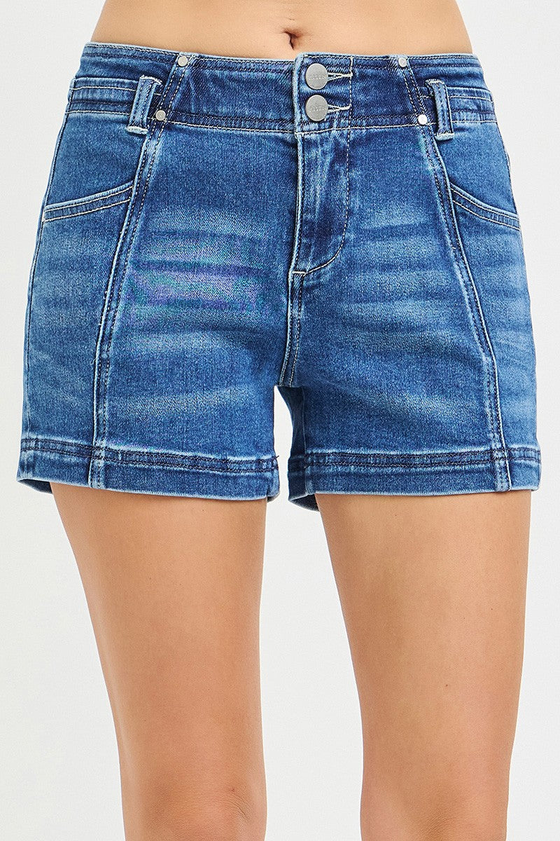 Risen Jeans | Mid Rise Shorts With Seam Details