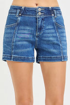 Risen Jeans | Mid Rise Shorts With Seam Details