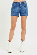 Risen Jeans | Mid Rise Shorts With Seam Details