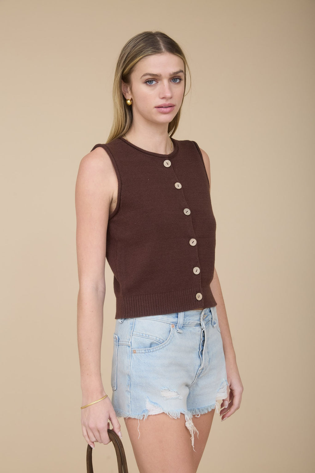 Espresso Raw Edge Knit Cardigan