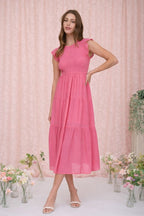 Pink Aura Smocked Midi