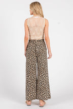 Cropped Leopard Wide Leg Pants