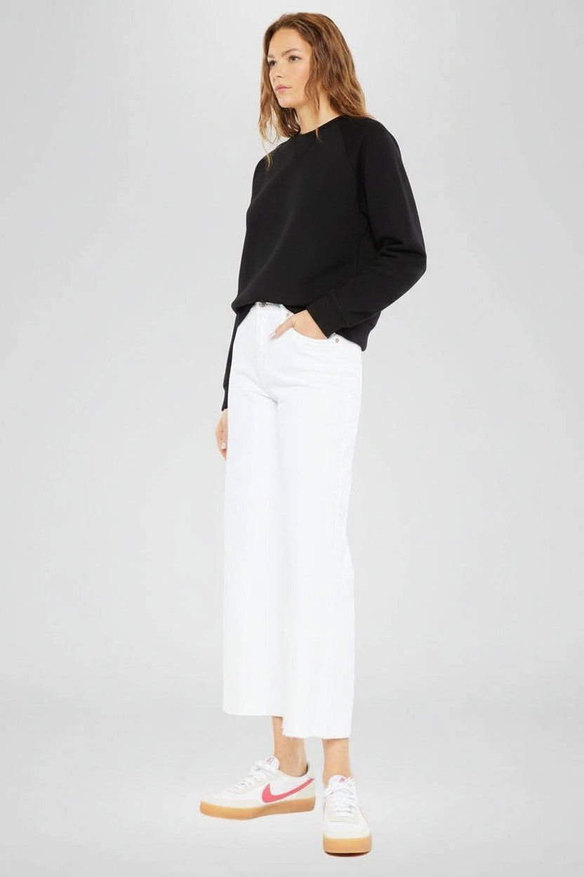 Kan Can Denim | High Rise White Crop Wide Leg Jeans