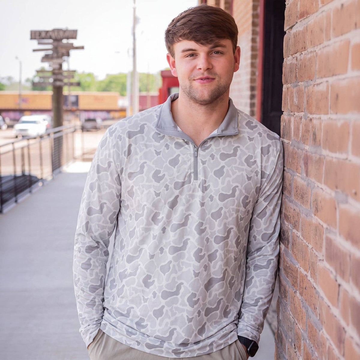 White Camo Quarter Zip Pullover