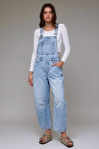Dylan Hidden Jeans | Light Wash Classic Barrel Cropped Overall