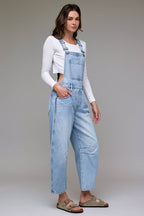 Dylan Hidden Jeans | Light Wash Classic Barrel Cropped Overall