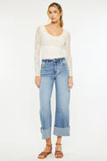 Kan Can Denim | High Rise Crop Medium Wash Wide Leg Jeans