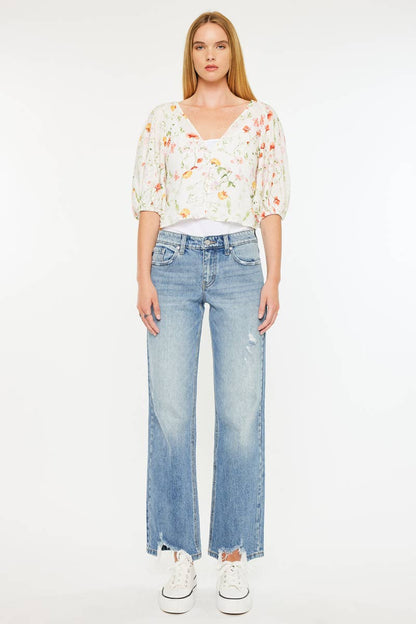 Kan Can Denim | Mid Rise True Straight Jeans - Medium Wash