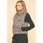 Chic Leopard Print Puffer Vest