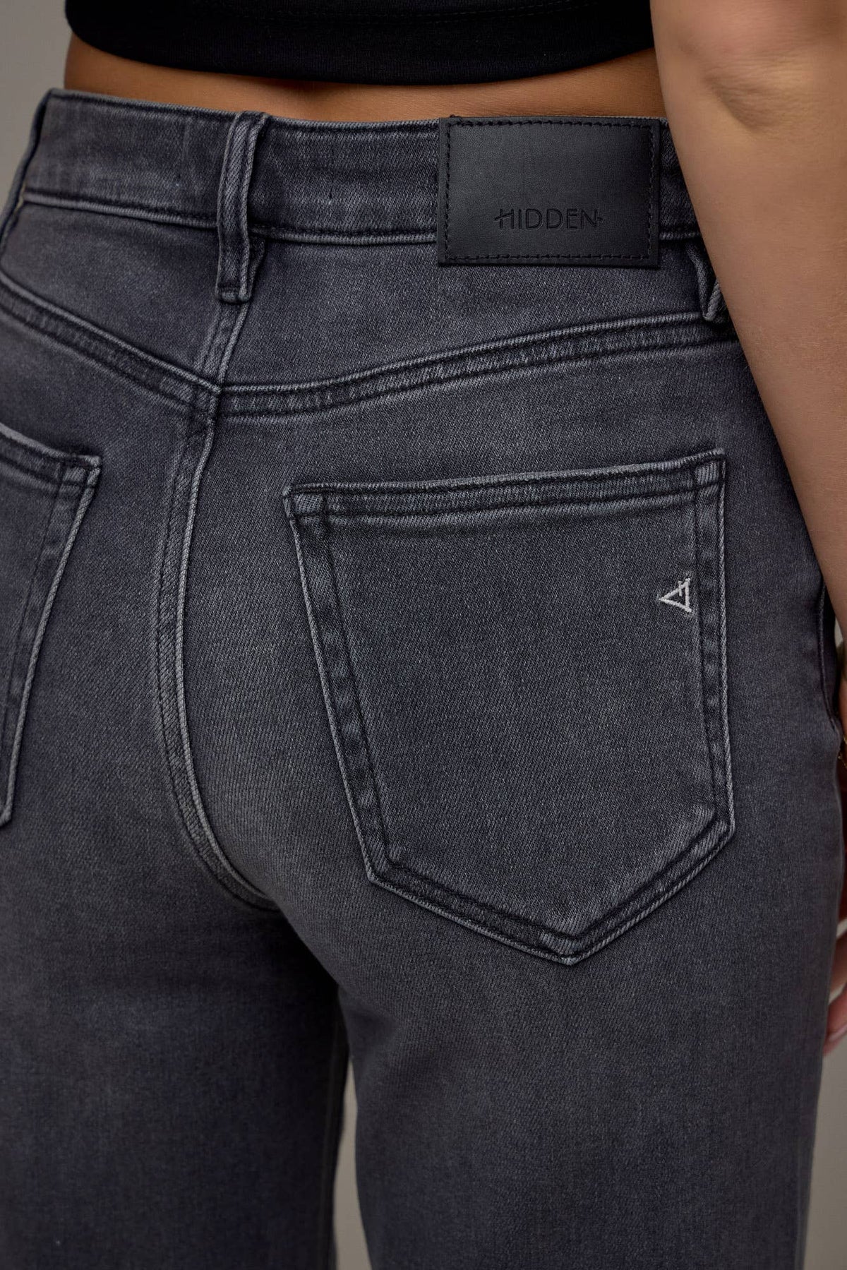 Ella Hidden Jeans | Charcoal High Rise Wide Straight