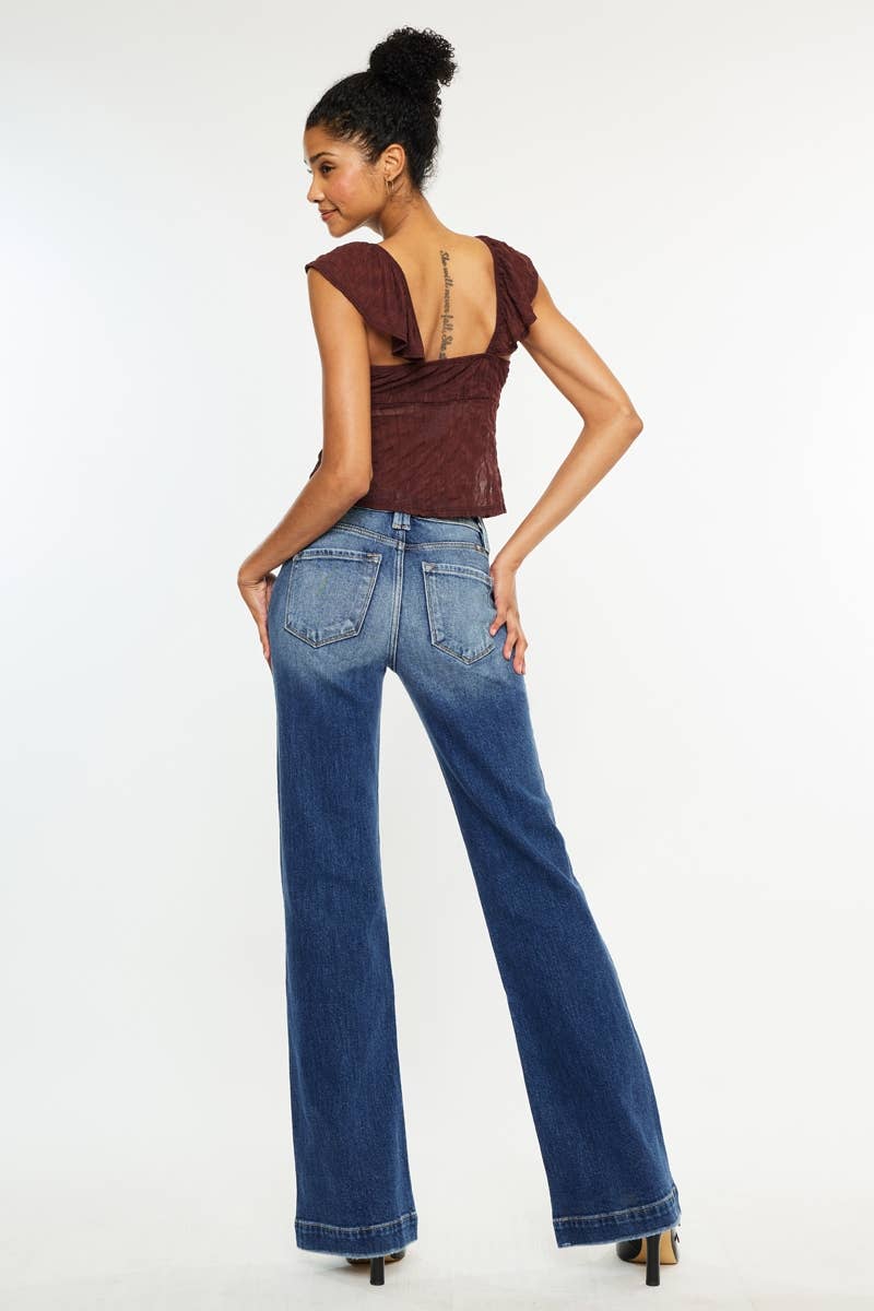 Kan Can Denim | High Rise Medium Wash Wide Hem Flare