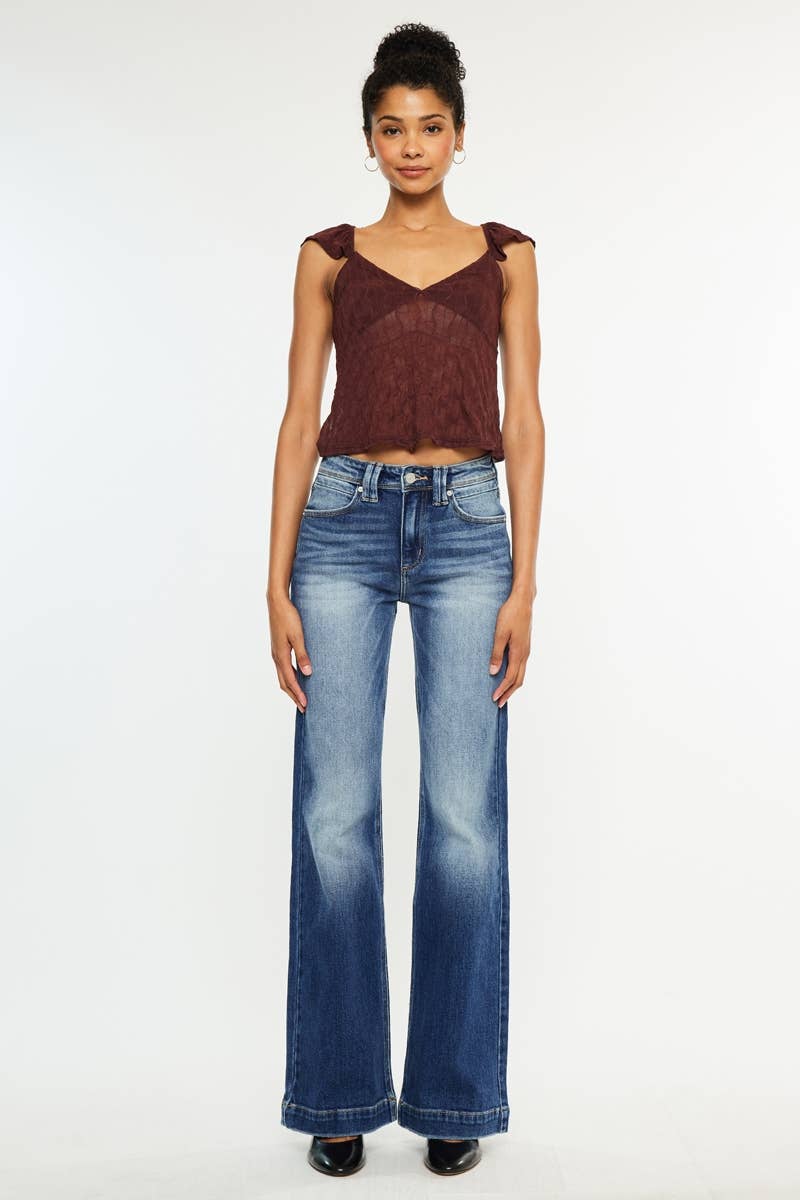 Kan Can Denim | High Rise Medium Wash Wide Hem Flare