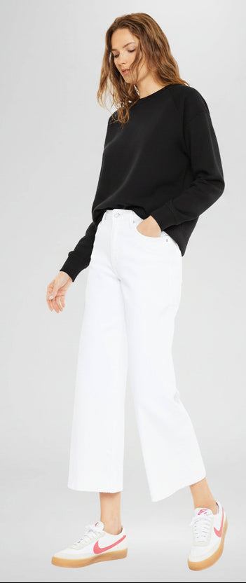 Kan Can Denim | High Rise White Crop Wide Leg Jeans