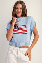 American Flag Mock Neck