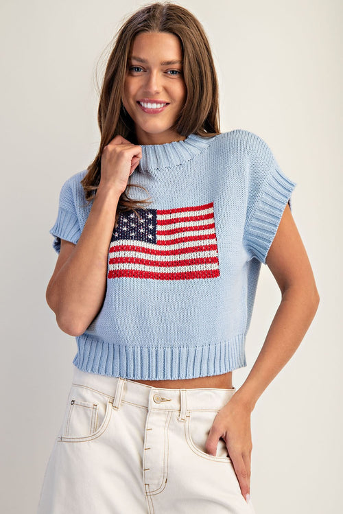 American Flag Mock Neck