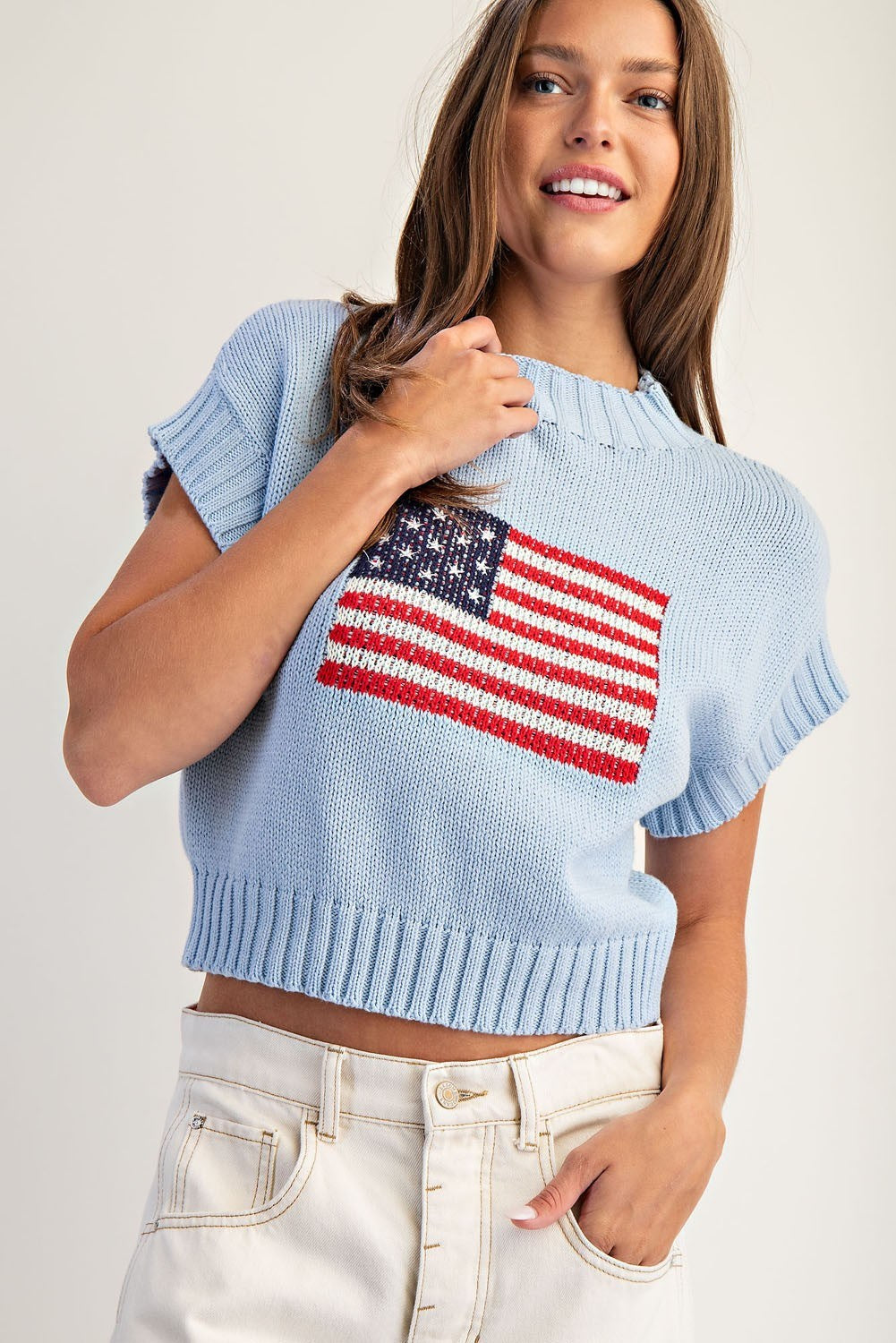American Flag Mock Neck
