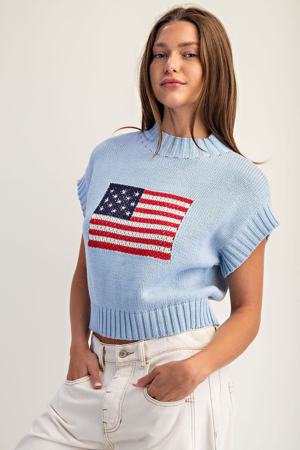 American Flag Mock Neck