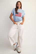American Flag Mock Neck