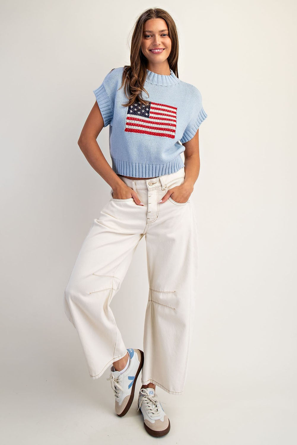 American Flag Mock Neck