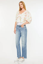 Kan Can Denim | Mid Rise True Straight Jeans - Medium Wash