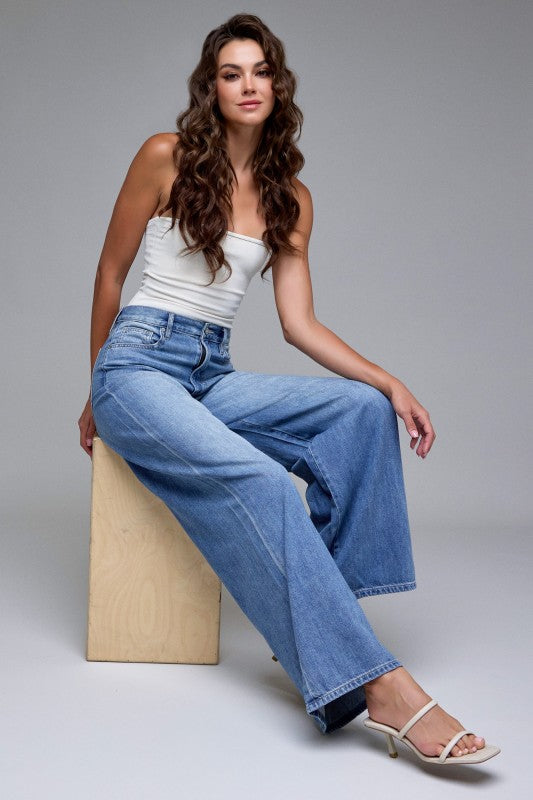 Nori Hidden Jeans | Medium Wash Clean Super Soft Wide Leg