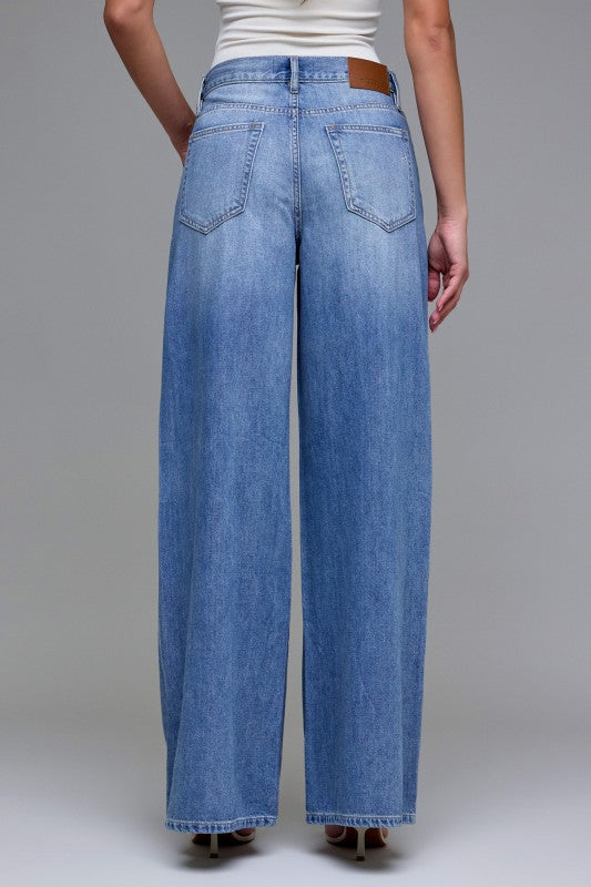 Nori Hidden Jeans | Medium Wash Clean Super Soft Wide Leg