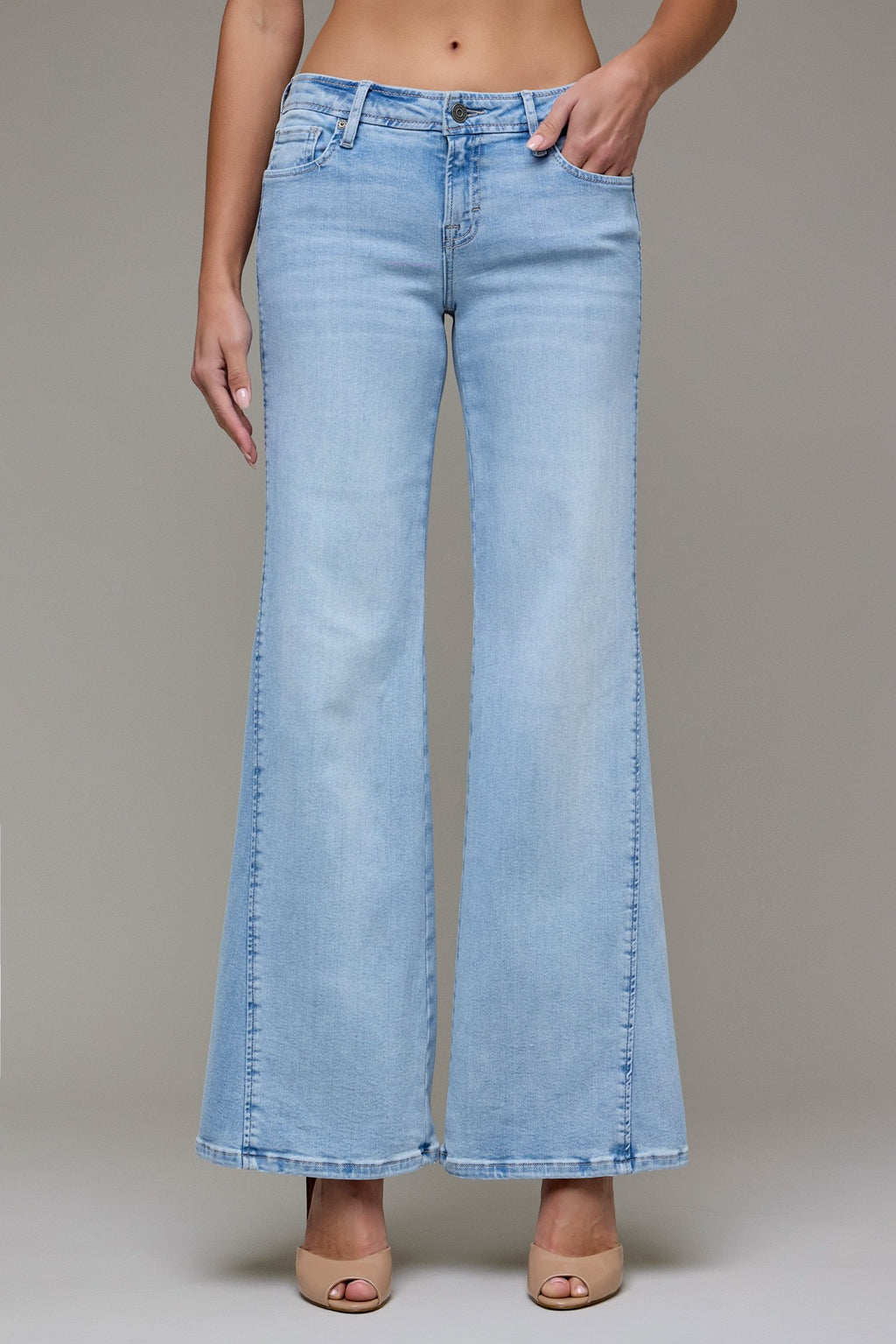Happi Hidden Jeans | Light Wash Stretch Low Rise Comfort Flare