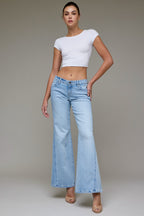 Happi Hidden Jeans | Light Wash Stretch Low Rise Comfort Flare