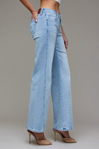 Happi Hidden Jeans | Light Wash Stretch Low Rise Comfort Flare
