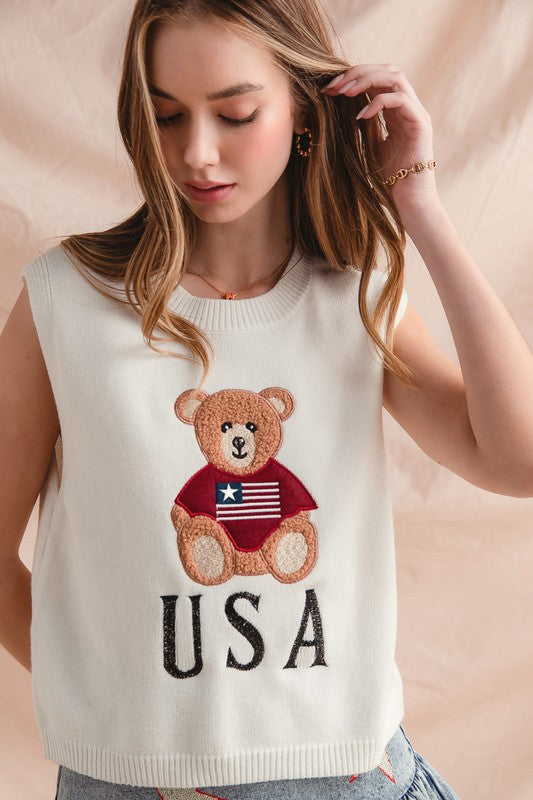 USA Embroidered Sweater Tank