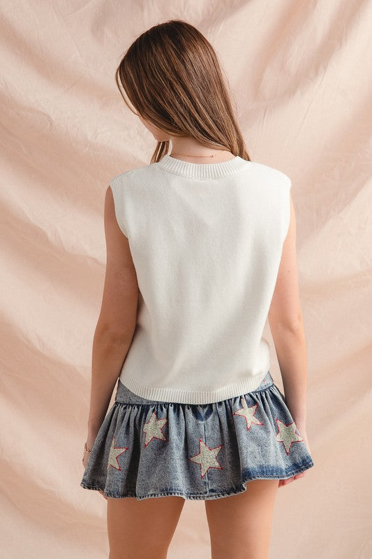 USA Embroidered Sweater Tank
