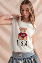 USA Embroidered Sweater Tank