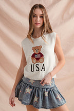 USA Embroidered Sweater Tank