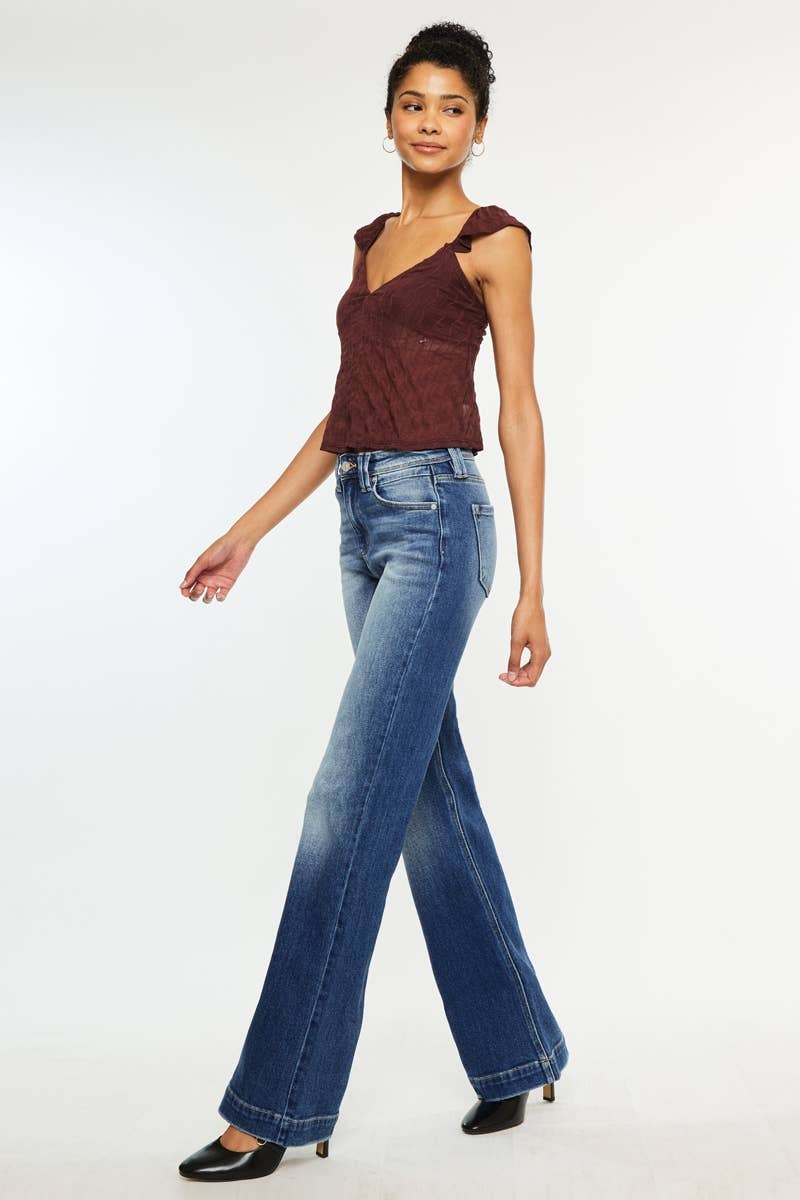 Kan Can Denim | High Rise Medium Wash Wide Hem Flare