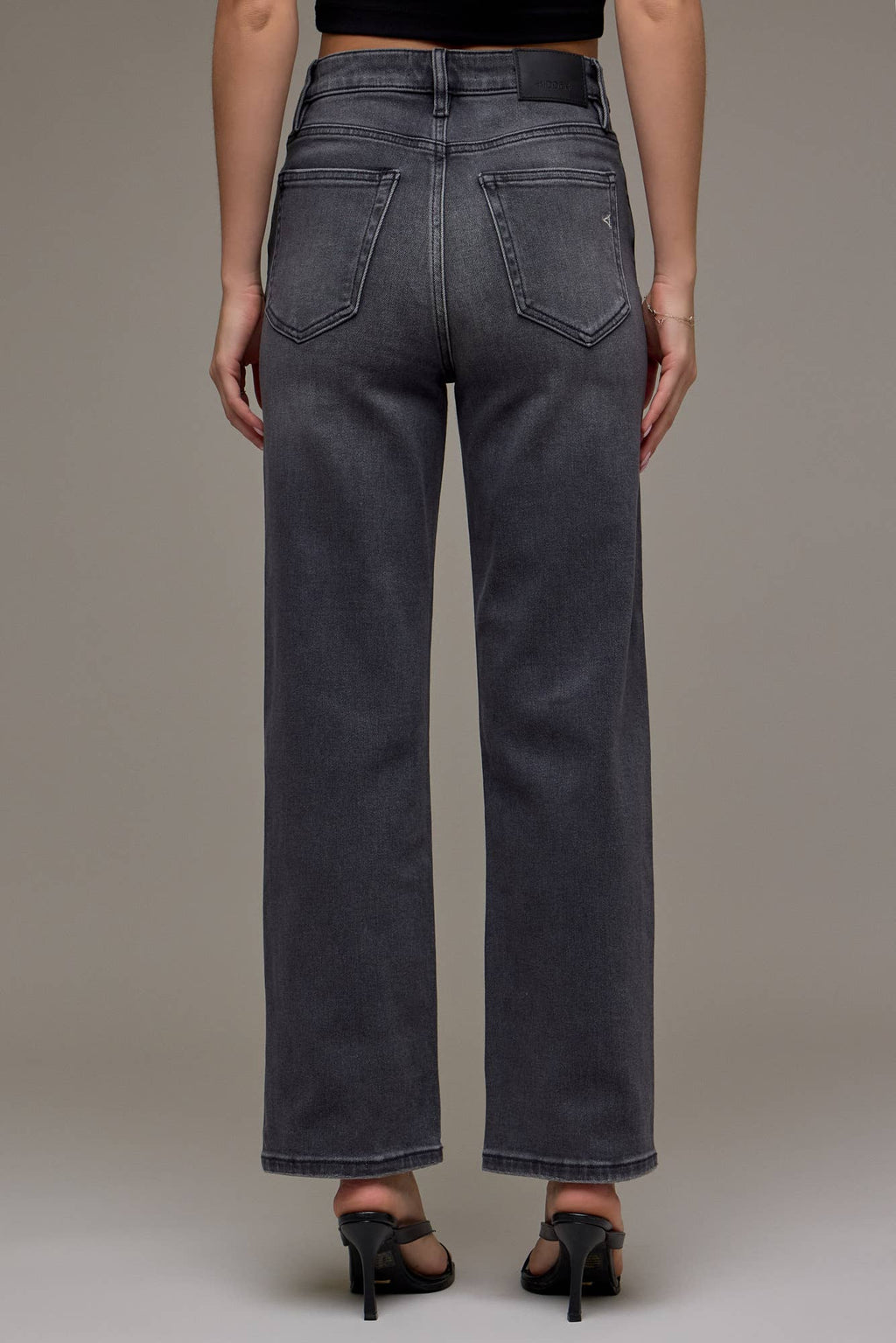 Ella Hidden Jeans | Charcoal High Rise Wide Straight