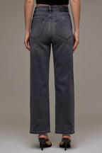Ella Hidden Jeans | Charcoal High Rise Wide Straight
