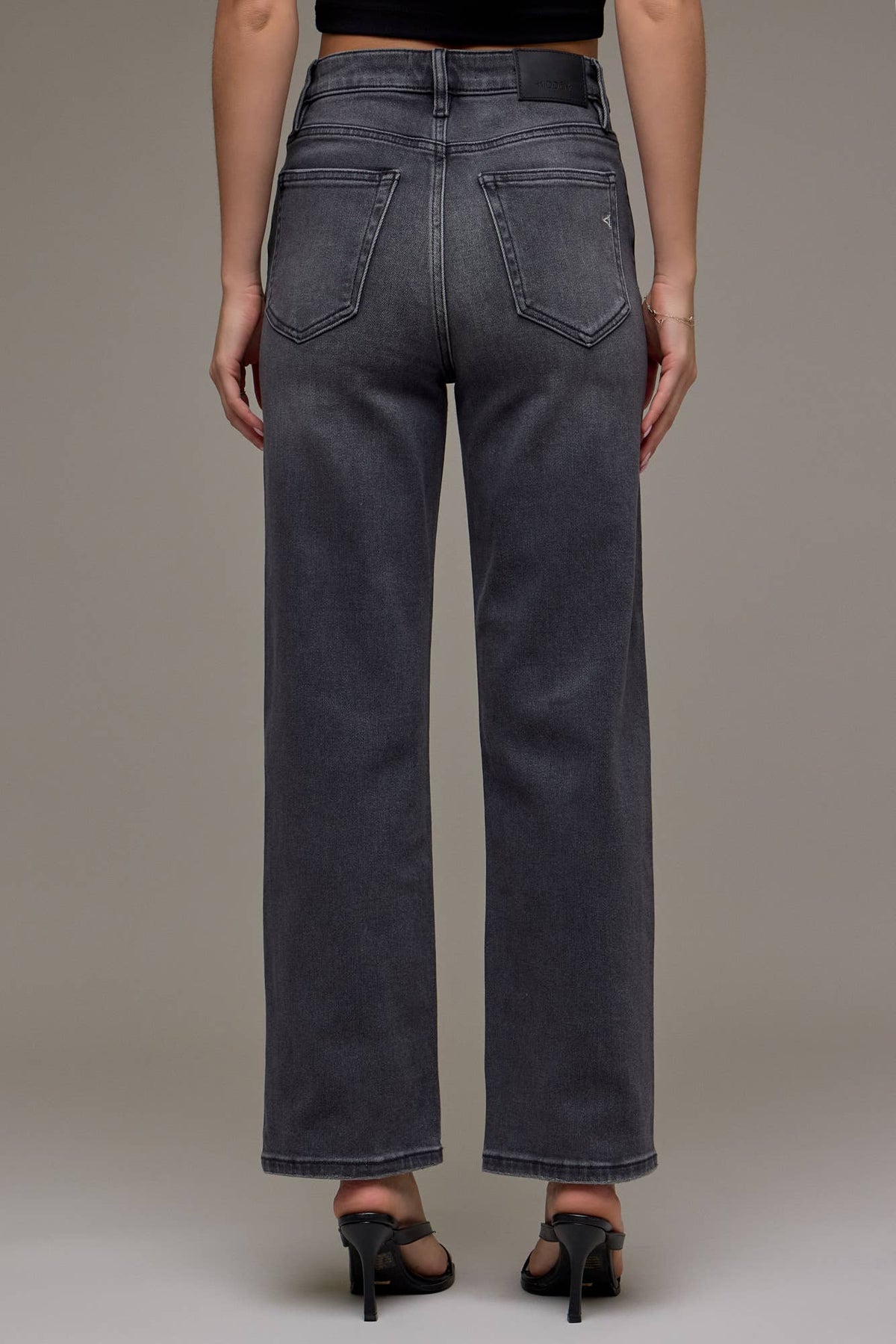 Ella Hidden Jeans | Charcoal High Rise Wide Straight