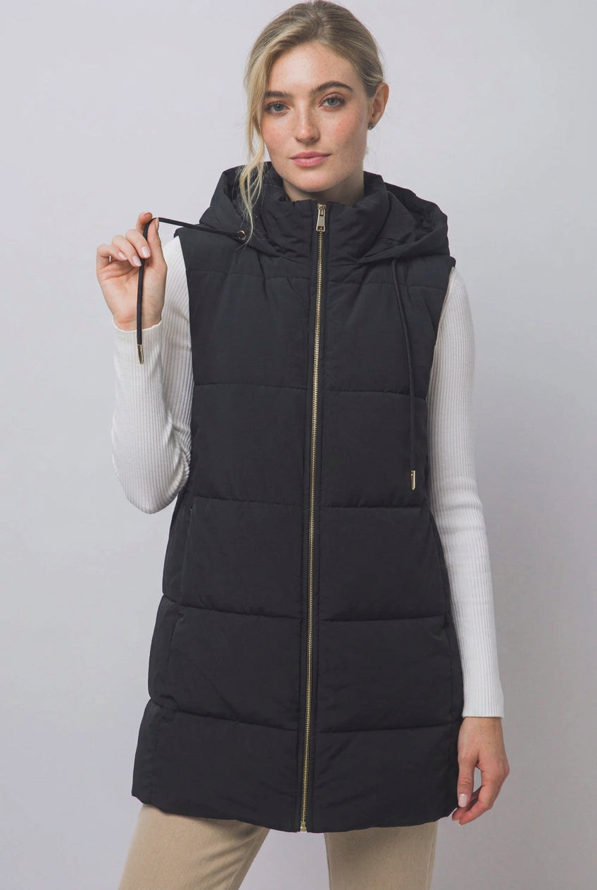 Everyday Essential Long Hooded Puffer Vest