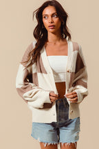 Checkered Button Front Cardigan
